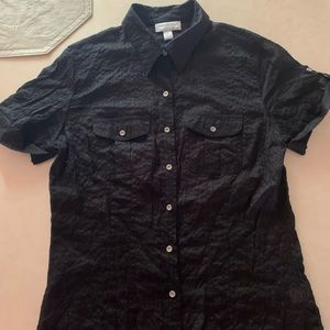 Charter club short sleeve button up black shirt top